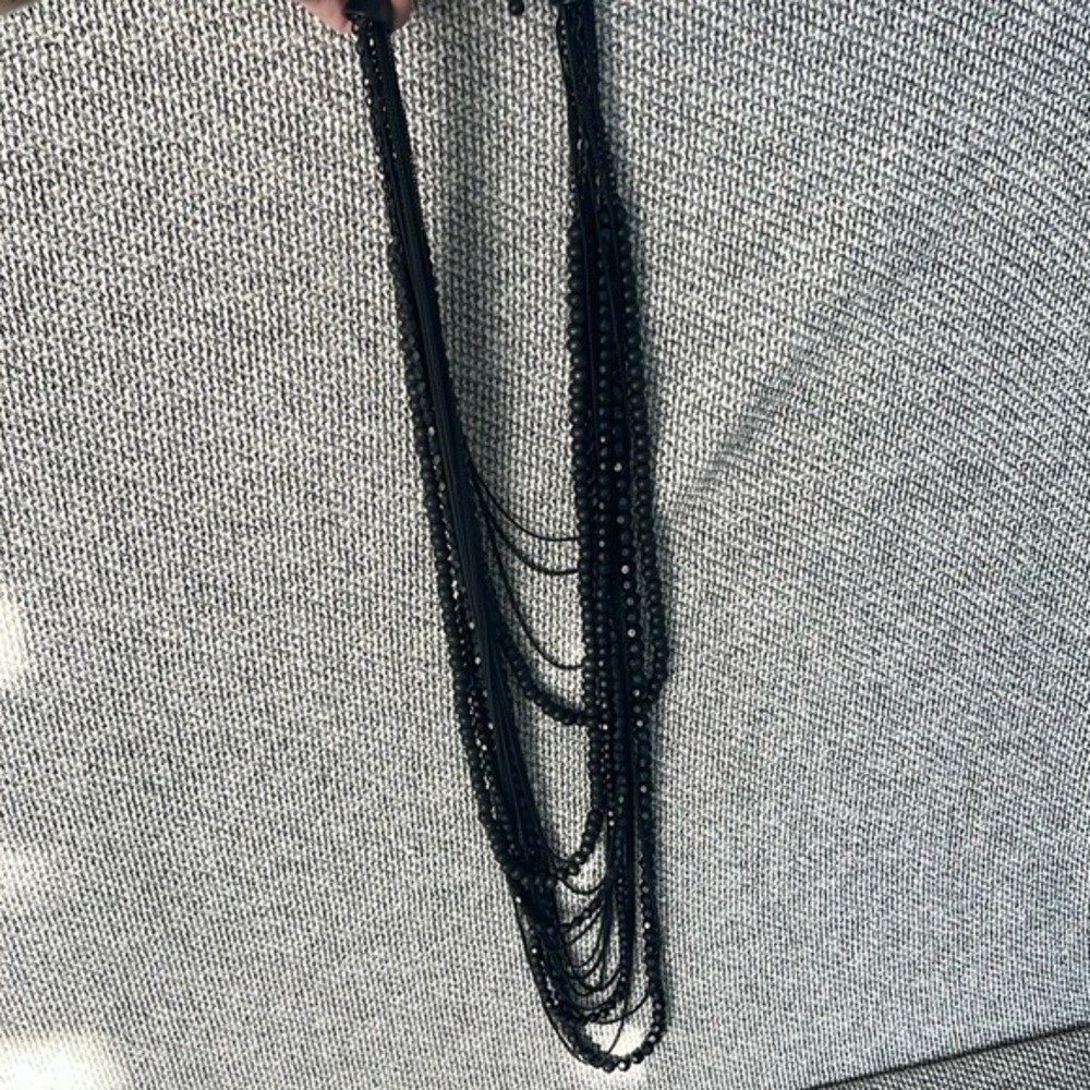 Black Cascading Multi-Layered Necklace - Picture 16 of 16